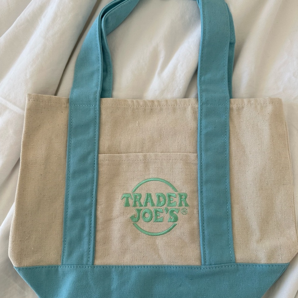 Trader Joe's Blue and Cream Tote Bag